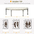 Semi-Circle End of Bed Bench with Tufted Design, Upholstered Bedroom Entryway Bench with Rubberwood Legs, Off White