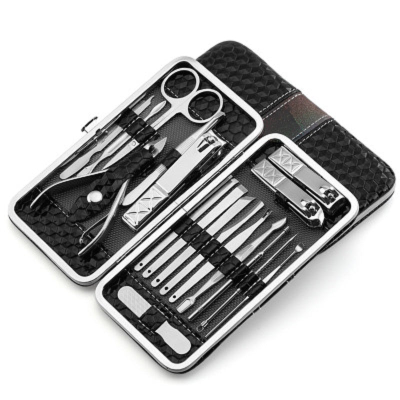 Set of 18 Pieces Nail Clipper Set Stainless Steel Nail Tools Manicure & Pedicure Travel Grooming Kit with Hard Case - WoodPoly.com