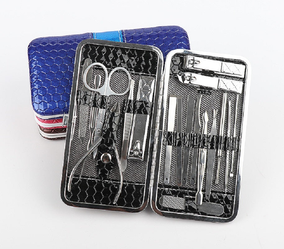 Set of 18 Pieces Nail Clipper Set Stainless Steel Nail Tools Manicure & Pedicure Travel Grooming Kit with Hard Case - WoodPoly.com