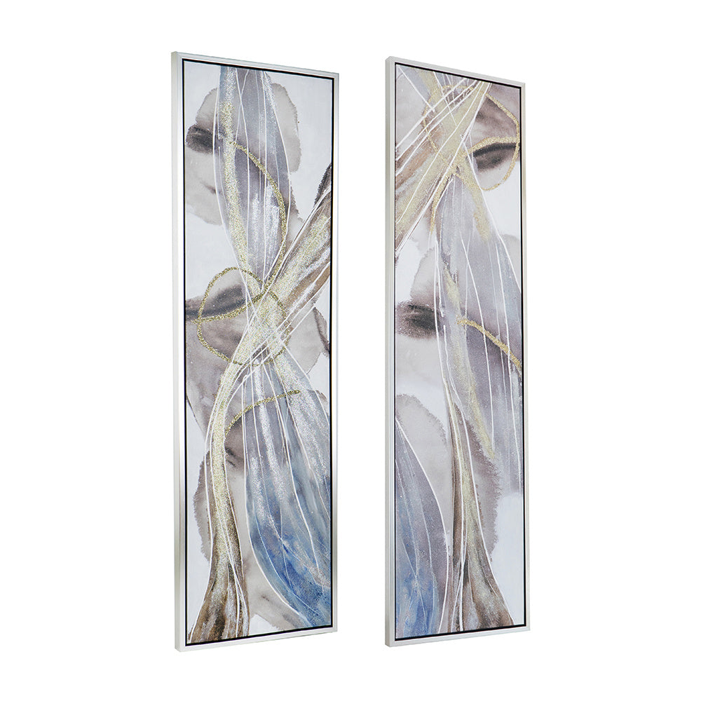 Set of 2 Elongated Modern Abstract Oil Paintings, Wall Art for Living Room Dining Room Bedroom Office Entryway, 20