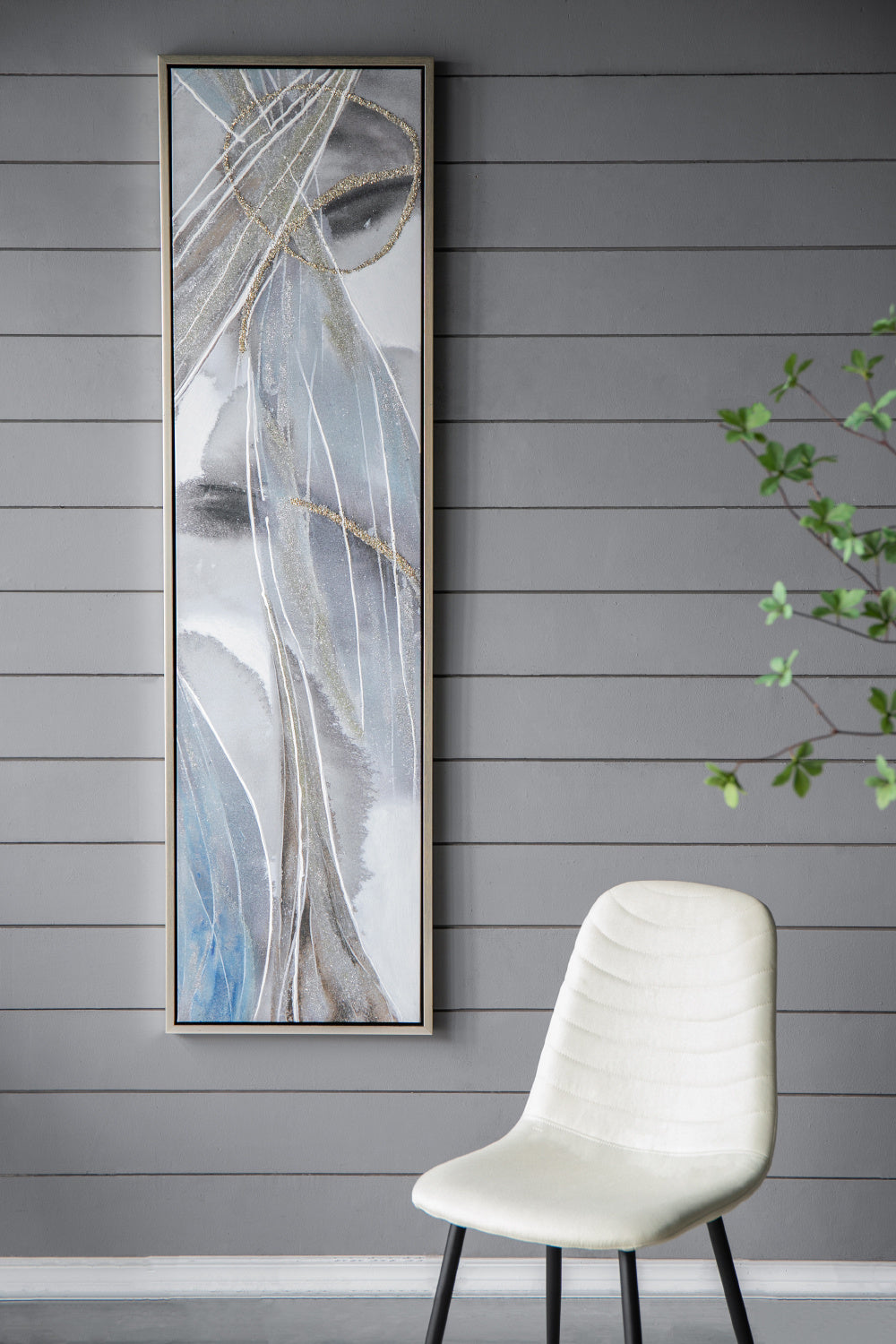 Set of 2 Elongated Modern Abstract Oil Paintings, Wall Art for Living Room Dining Room Bedroom Office Entryway, 20