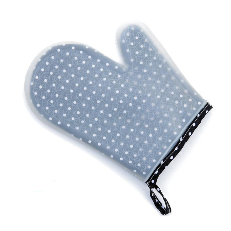 Set of 2 Transparent Oven Mitts Clear Polka DOT Silicone Cotton Lining Heat Resistant Waterproof Washable Kitchen Oven Gloves for BBQ Grilling Baking - WoodPoly.com