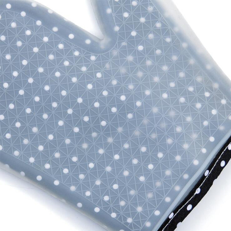 Set of 2 Transparent Oven Mitts Clear Polka DOT Silicone Cotton Lining Heat Resistant Waterproof Washable Kitchen Oven Gloves for BBQ Grilling Baking - WoodPoly.com