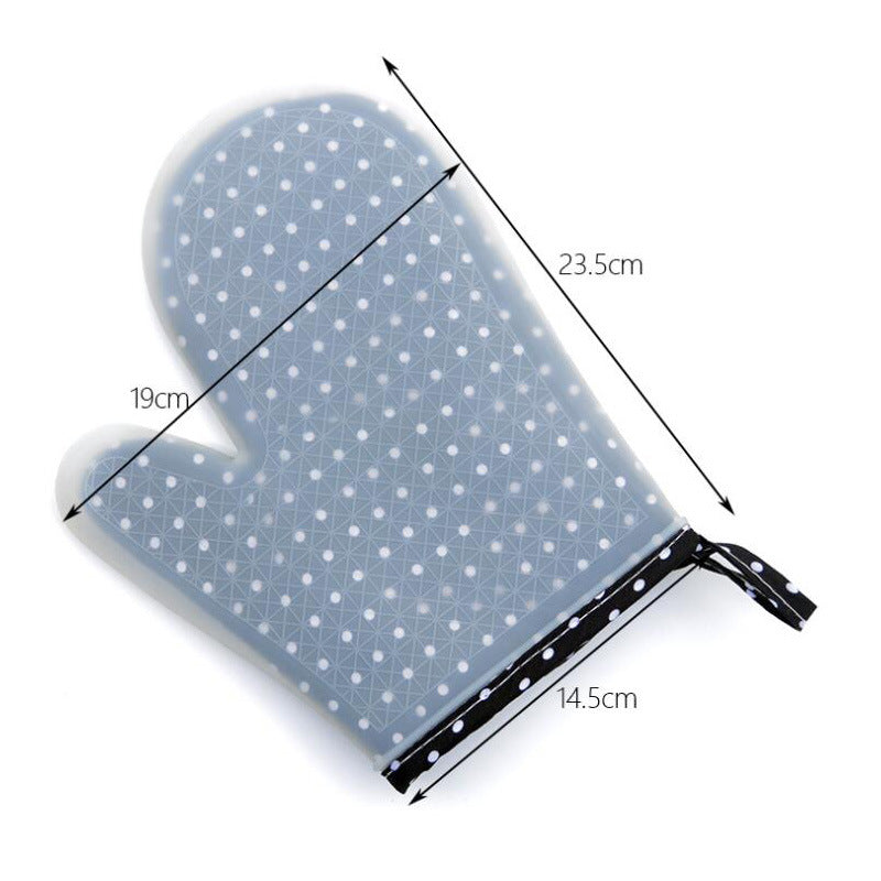 Set of 2 Transparent Oven Mitts Clear Polka DOT Silicone Cotton Lining Heat Resistant Waterproof Washable Kitchen Oven Gloves for BBQ Grilling Baking - WoodPoly.com