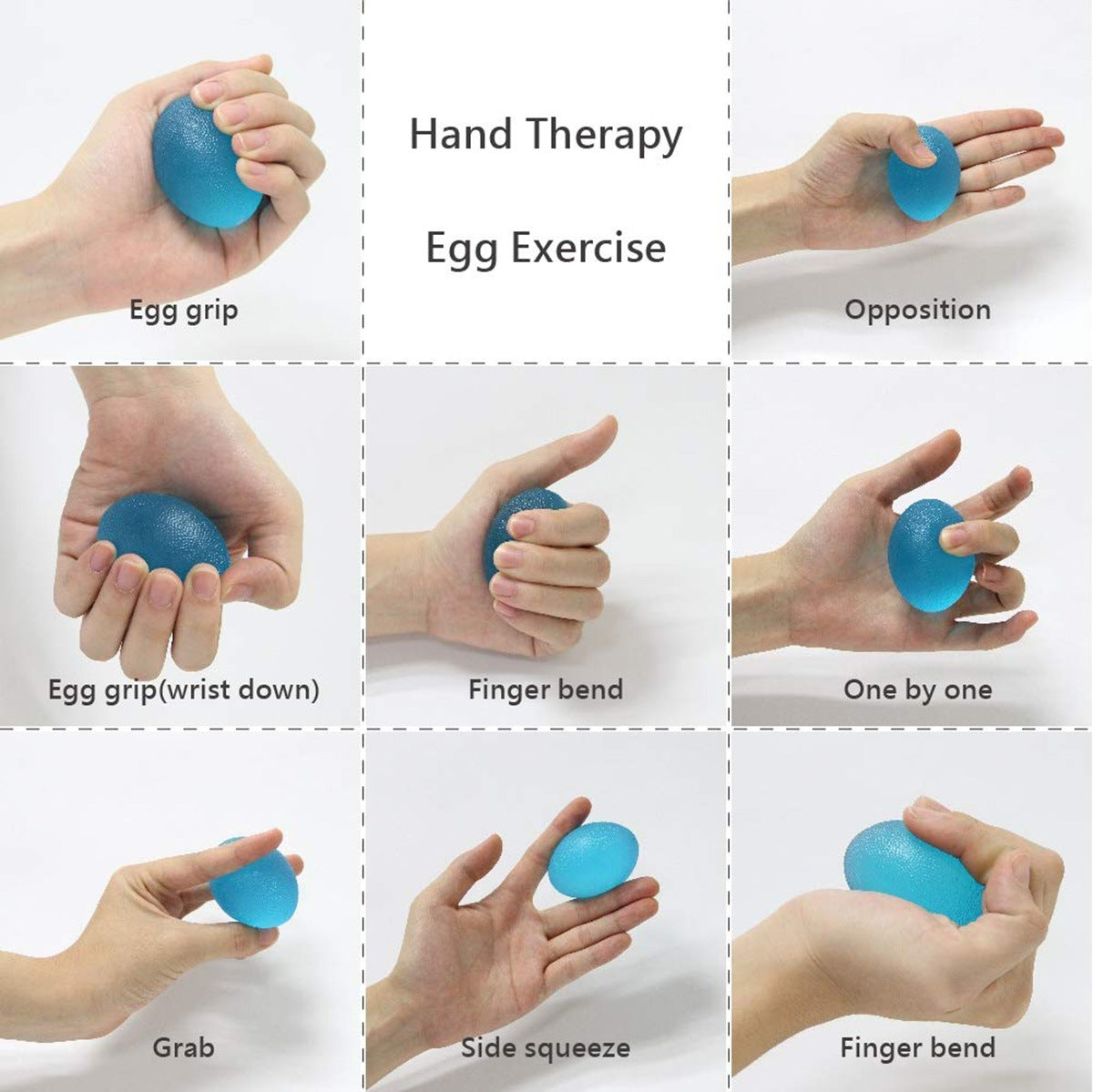 Set of 3 Egg Gripper Finger Resistance Exercise Squeezer Hand Therapy Ball Squishy Hand Grip Strength Trainer Stress Ball for Adults and Kids - WoodPoly.com