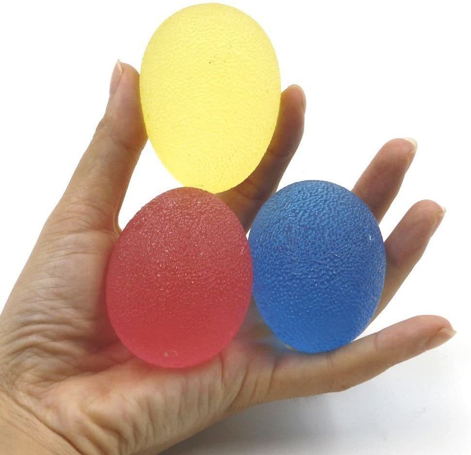 Set of 3 Egg Gripper Finger Resistance Exercise Squeezer Hand Therapy Ball Squishy Hand Grip Strength Trainer Stress Ball for Adults and Kids - WoodPoly.com