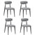 (Set of 4) Modern Dining Chairs , Curved Backrest Round Upholstered and Metal Frame,Grey