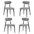 (Set of 4) Modern Dining Chairs , Curved Backrest Round Upholstered and Metal Frame,Grey