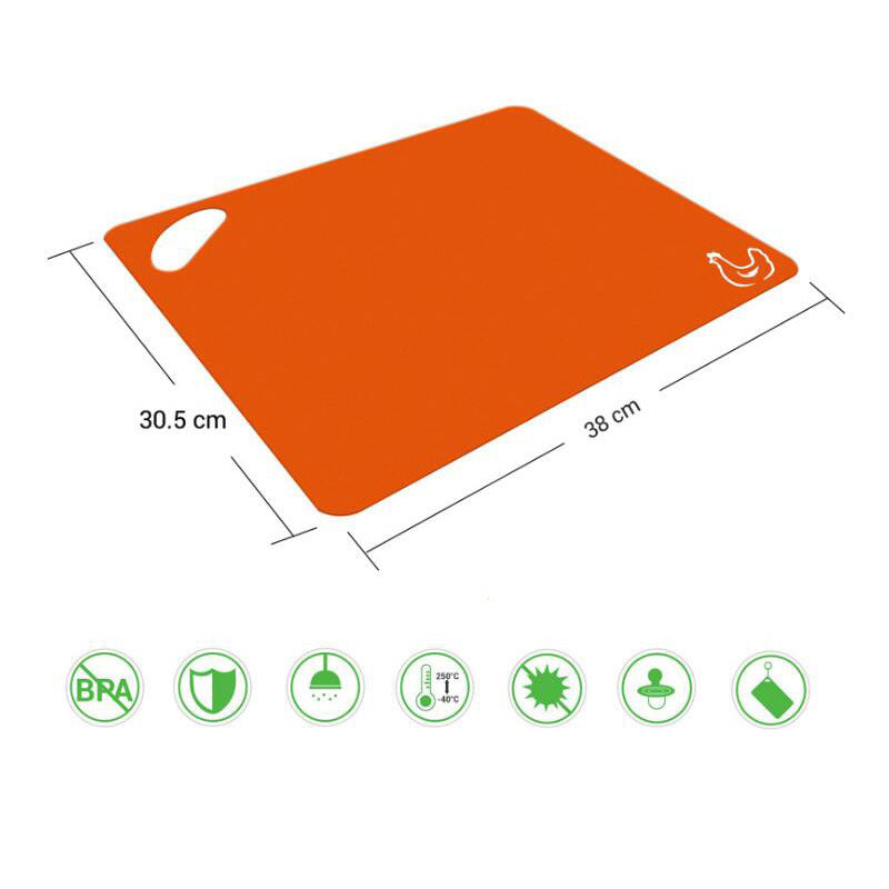 Set of 6 Colored Chopping Board Mats with Food Icons & Easy-Grip Handles Thick Flexible Plastic Kitchen Cutting Board Mats Set Non-Porous Dishwasher Safe - WoodPoly.com