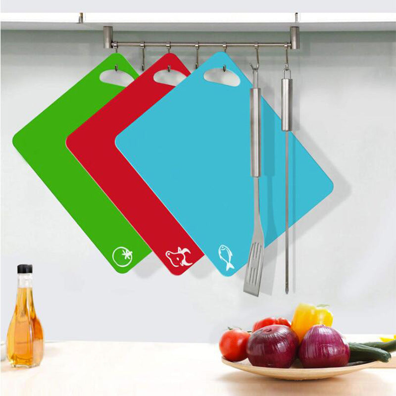 Set of 6 Colored Chopping Board Mats with Food Icons & Easy-Grip Handles Thick Flexible Plastic Kitchen Cutting Board Mats Set Non-Porous Dishwasher Safe - WoodPoly.com
