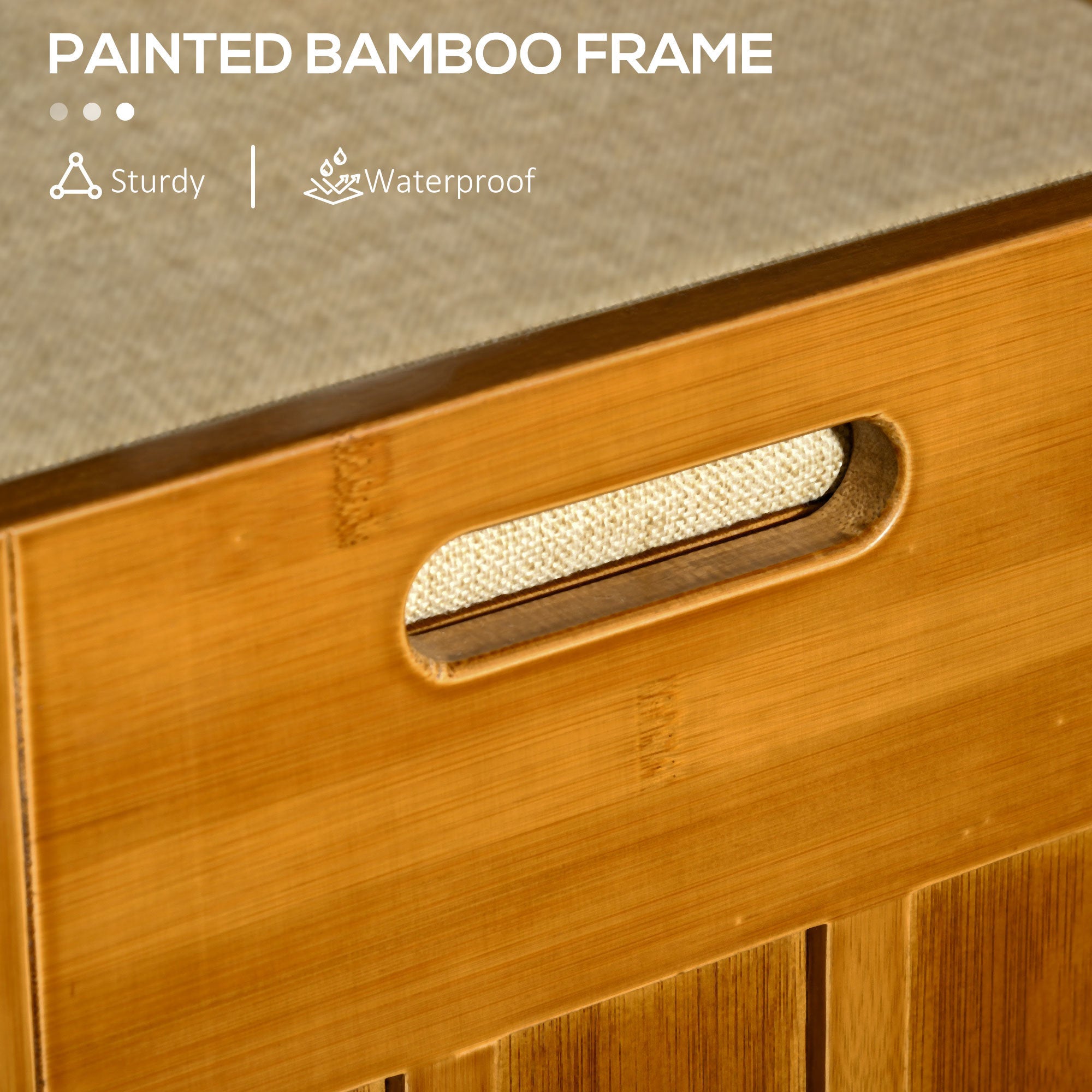 Shoe Bench with Storage Cabinets, Bamboo Entryway Bench with Seating Cushion, 3 Doors and Hidden Compartment for Hallway, Brown