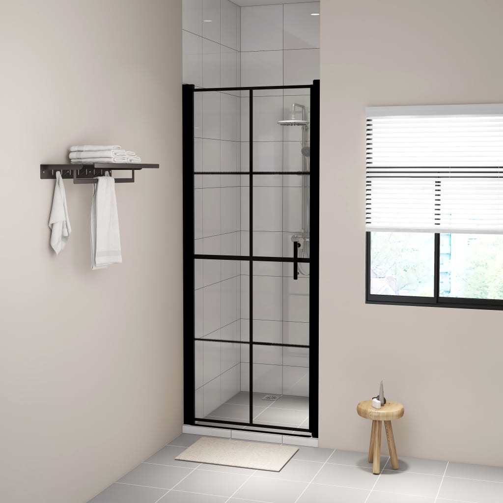 Shower Door Tempered Glass 35.8"x76.8" Black