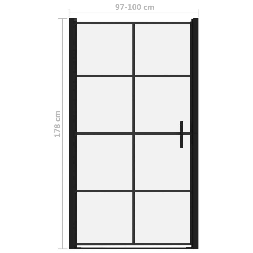 Shower Doors Tempered Glass 39.4"x70.1" Black