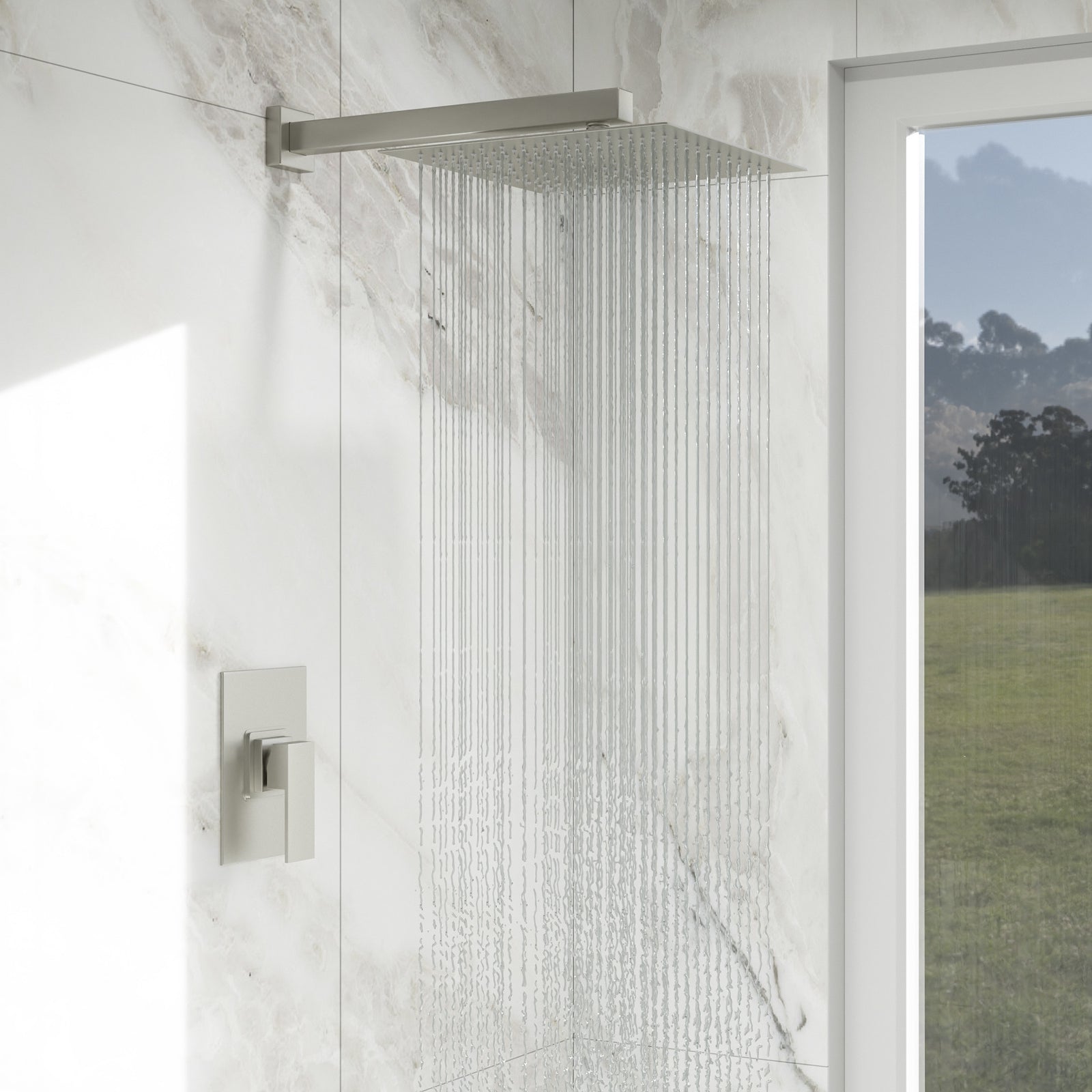 Shower Faucet Set,,Shower System with 10-Inch Rainfall Shower Head and Shower Valve, Brushed Nickel