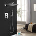 Shower System with High Pressure 10 inch Shower Head Hand Held Square Shower Head Bathroom Luxury Rain Mixer Shower Complete Combo Set Wall Mounted