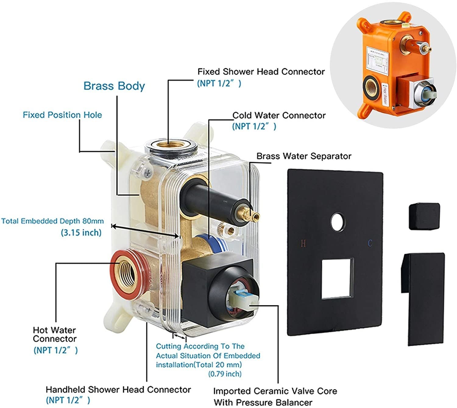 Shower System with High Pressure 10 inch Shower Head Hand Held Square Shower Head Bathroom Luxury Rain Mixer Shower Complete Combo Set Wall Mounted