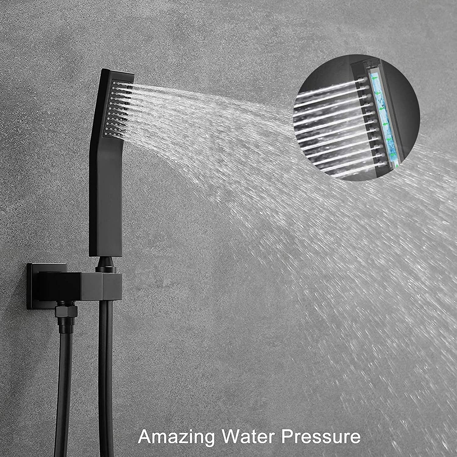 Shower System with High Pressure 10 inch Shower Head Hand Held Square Shower Head Bathroom Luxury Rain Mixer Shower Complete Combo Set Wall Mounted