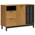 Sideboard with Glass Door FLAM 43.3"x15.7"x31.5" Solid Wood Pine