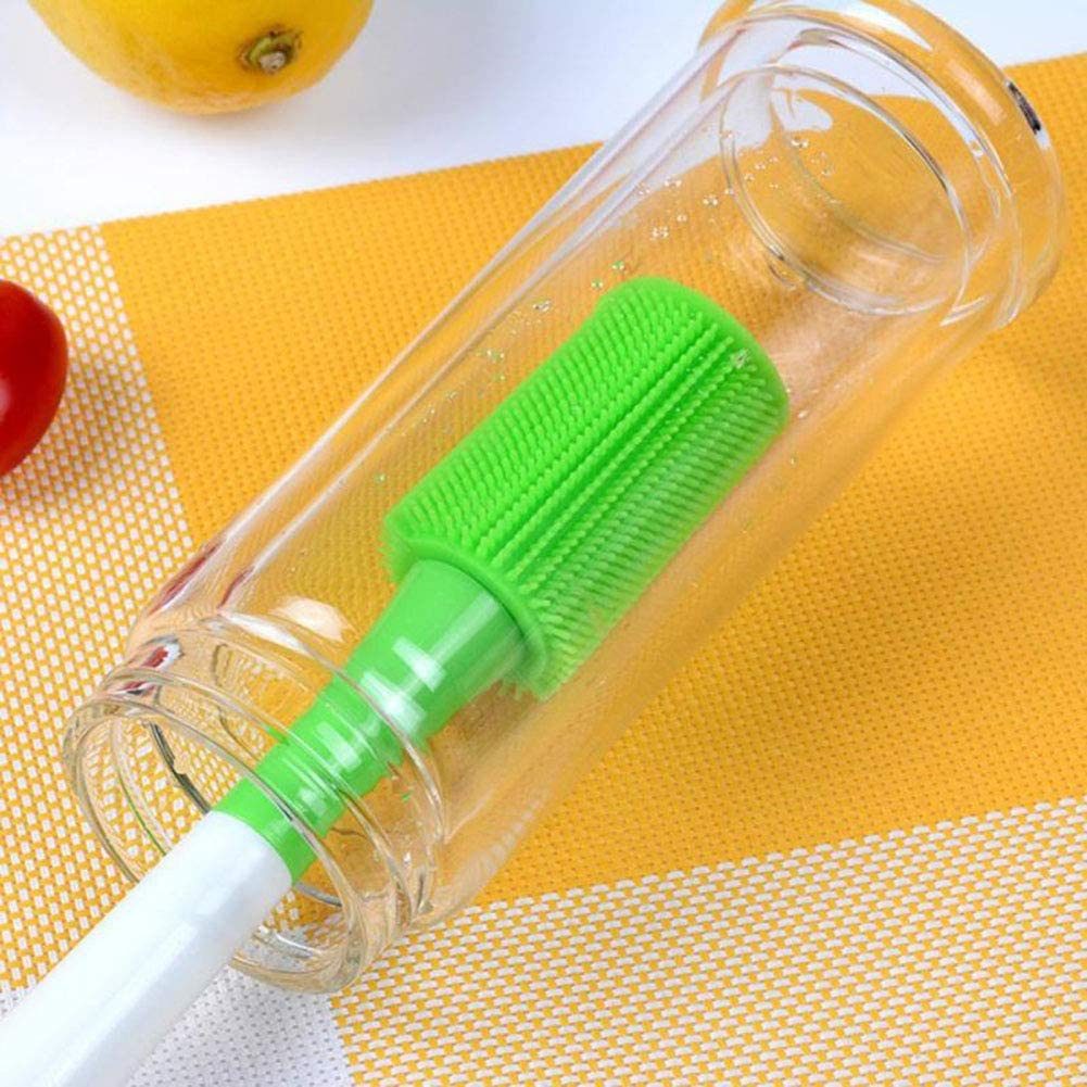 Silicone Cleaning Bottle Brush Silica Gel Cleaning Brush Bottle Cup Cleaning Brush for Glass Cup Thermos Coffee Mug Long Handle Dishwashing Tool - WoodPoly.com