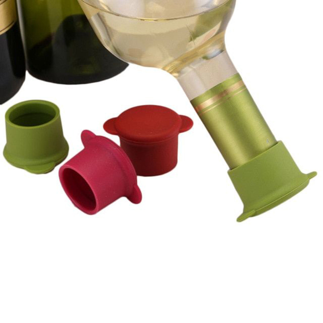Silicone Wine Stoppers Bottle Caps Reusable and Unbreakable Sealer Covers to Keep Wine or Beer Fresh for Days with Air Tight Seal - WoodPoly.com