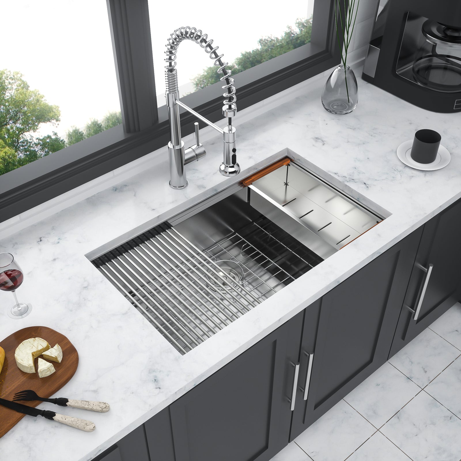 Single Bowl Undermount Workstation Kitchen Sink - 32
