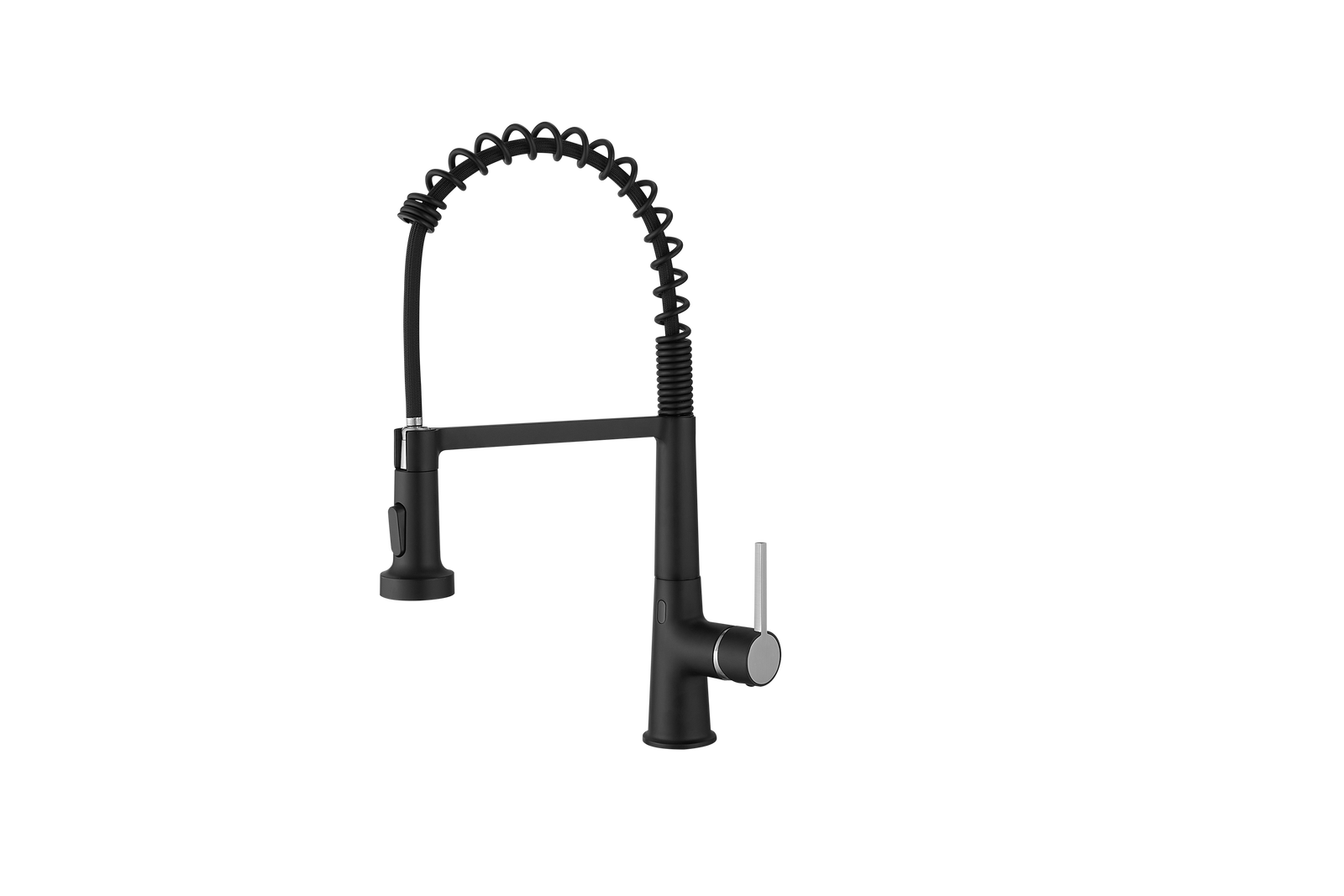 Single Handle Pull Down Sprayer Kitchen Faucet Commercial Spring Faucet with Touchless Sensor in Brushed + Black