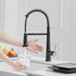 Single Handle Pull Down Sprayer Kitchen Faucet Commercial Spring Faucet with Touchless Sensor in Brushed + Black