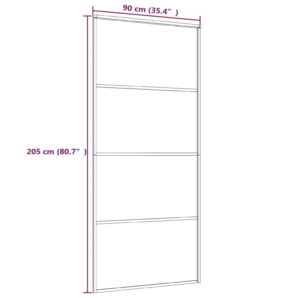 Sliding Door Aluminum and ESG Glass 35.4"x80.7" Black
