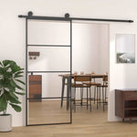 Sliding Door Aluminum and ESG Glass 35.4"x80.7" Black