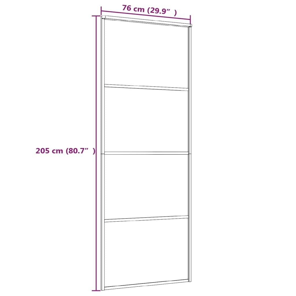 Sliding Door Frosted ESG Glass and Aluminum 29.9"x80.7" Black