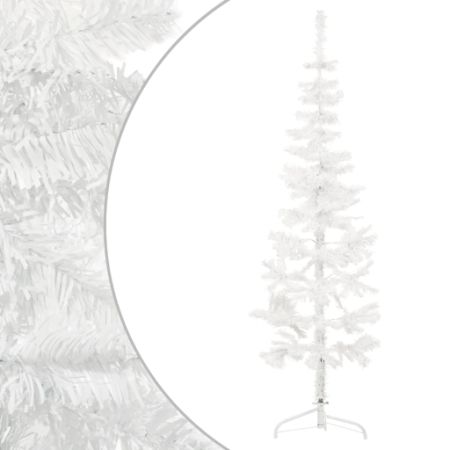 Slim Artificial Half Christmas Tree with Stand White 6 ft