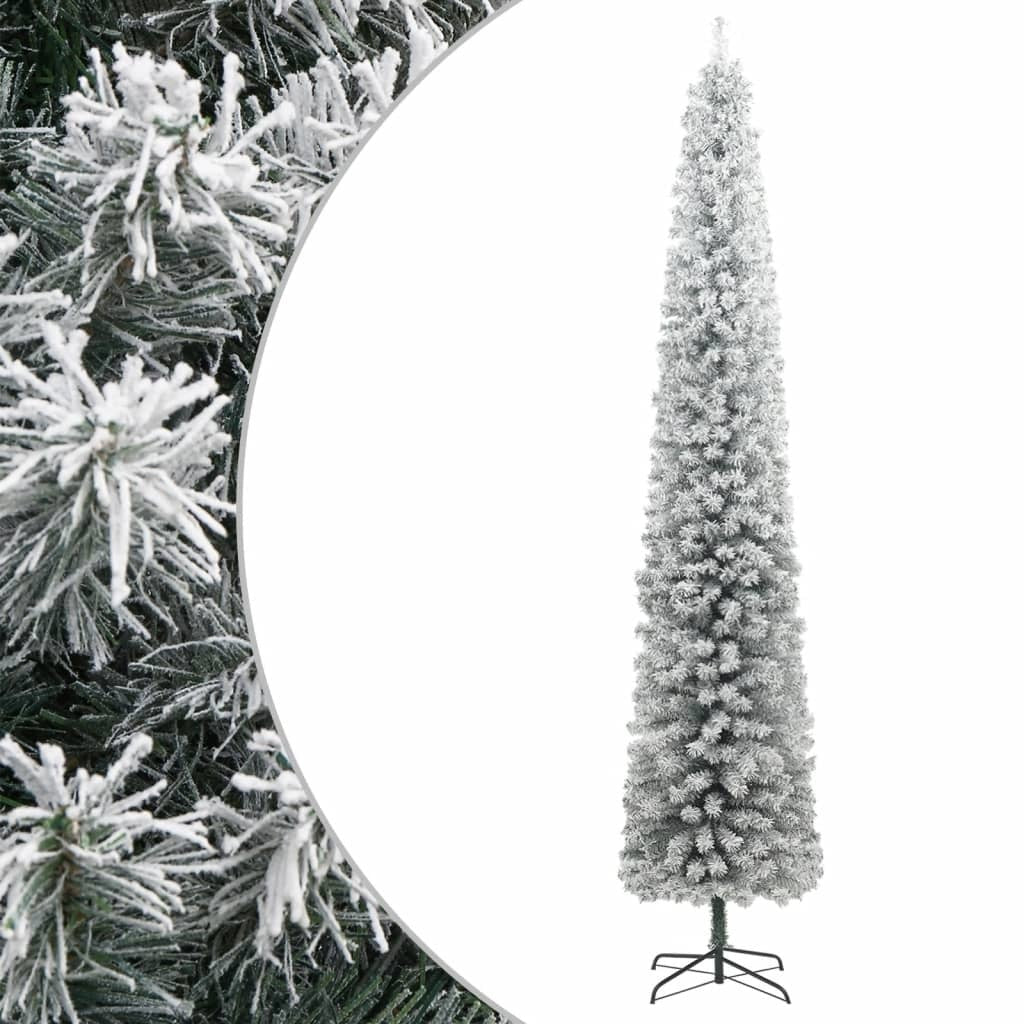 Slim Christmas Tree with Stand and Flocked Snow 106.3