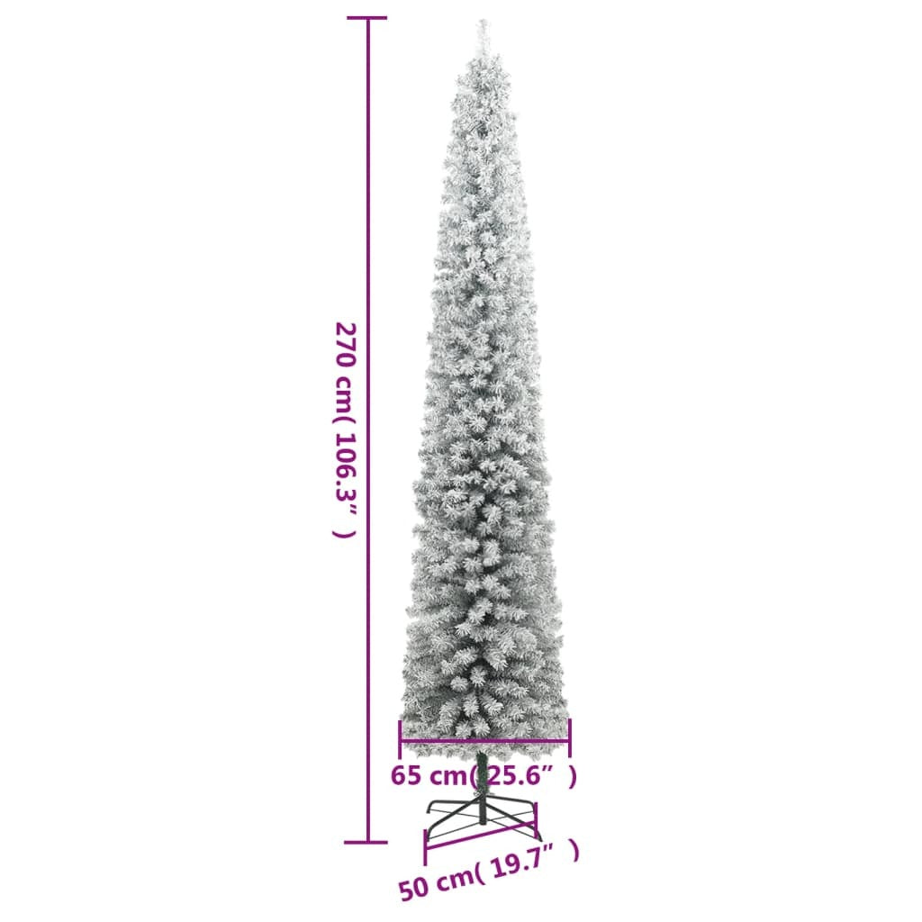 Slim Christmas Tree with Stand and Flocked Snow 106.3