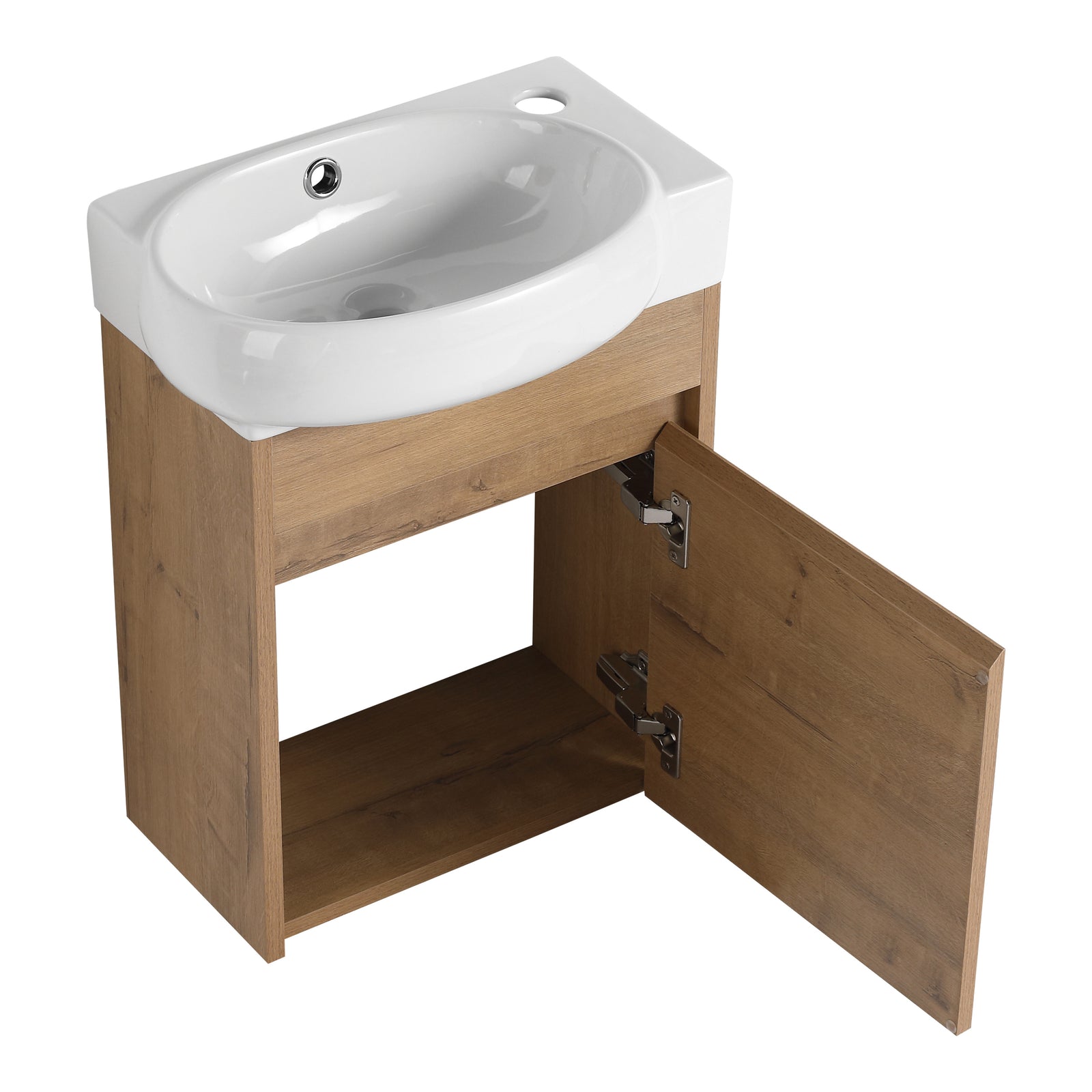 Soft Close Doors Bathroom Vanity With Sink,16 Inch For Small Bathroom