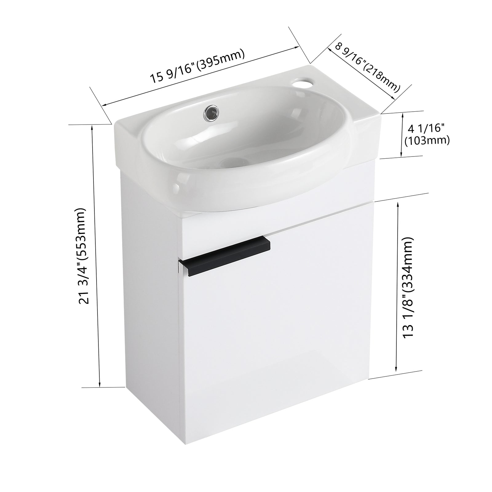 Soft Close Doors Bathroom Vanity With Sink,16 Inch For Small Bathroom