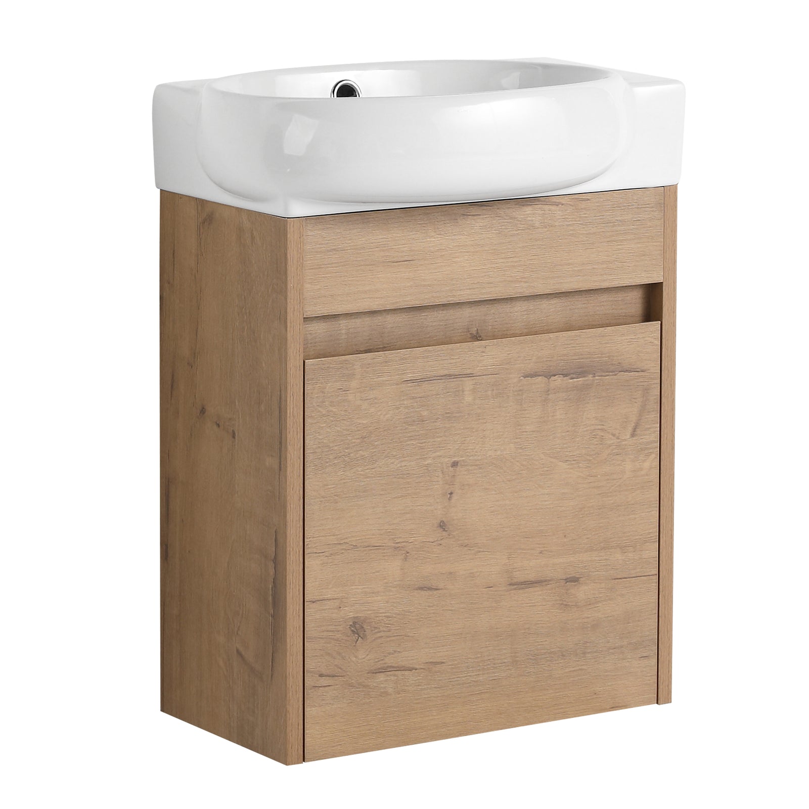 Soft Close Doors Bathroom Vanity With Sink,16 Inch For Small Bathroom