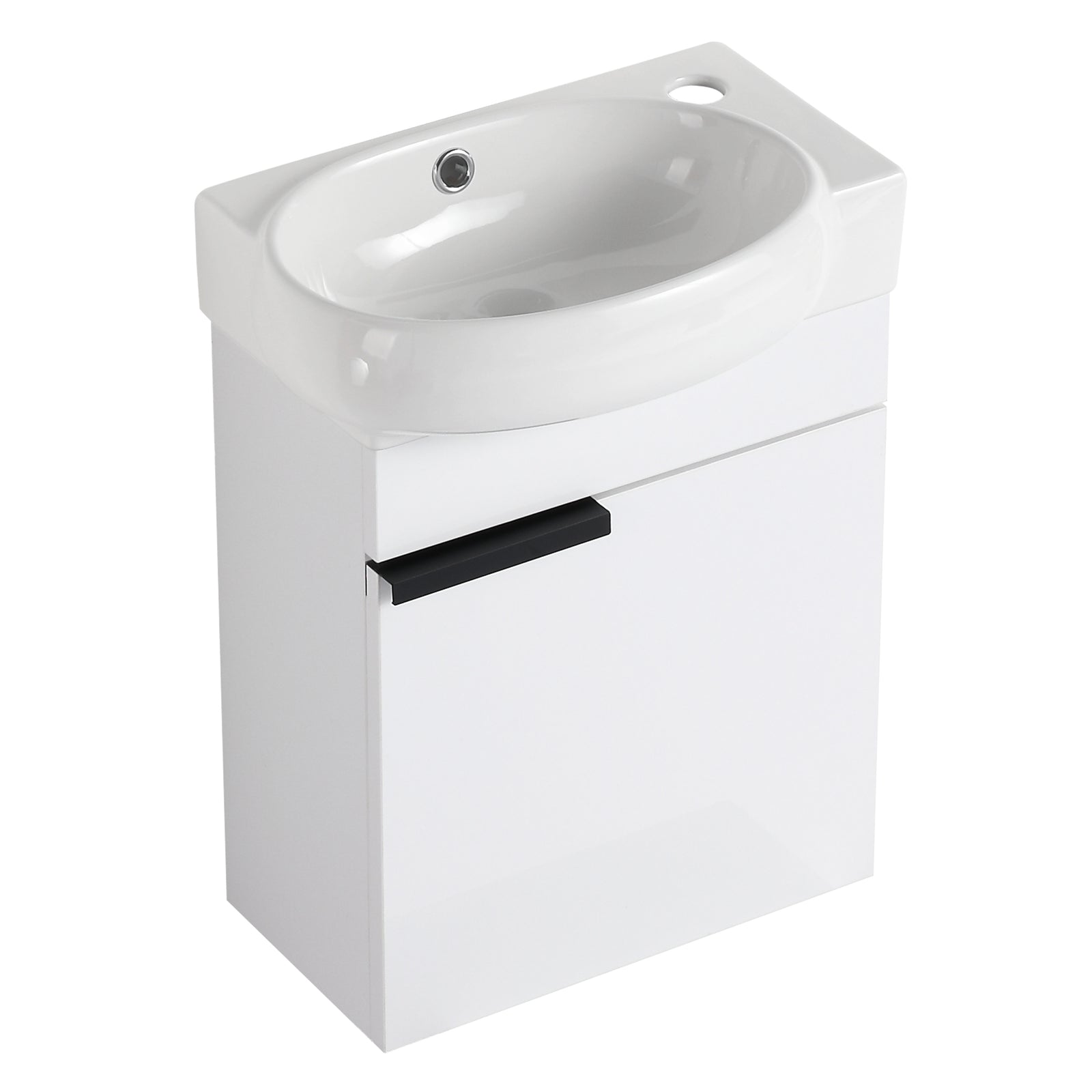 Soft Close Doors Bathroom Vanity With Sink,16 Inch For Small Bathroom