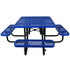Square Outdoor Steel Picnic Table 46" blue ,with umbrella pole