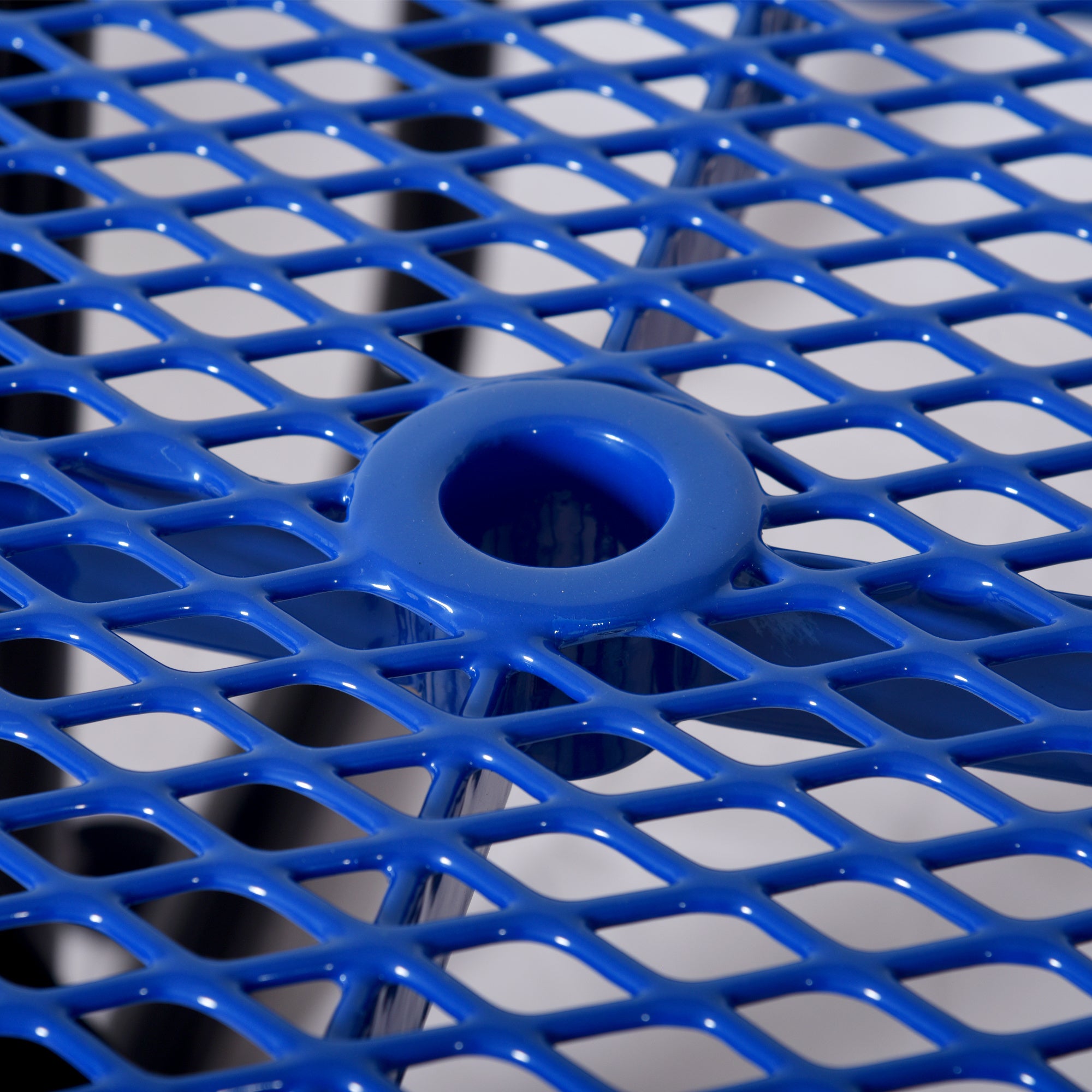 Square Outdoor Steel Picnic Table 46" blue ,with umbrella pole