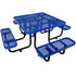Square Outdoor Steel Picnic Table 46" blue ,with umbrella pole