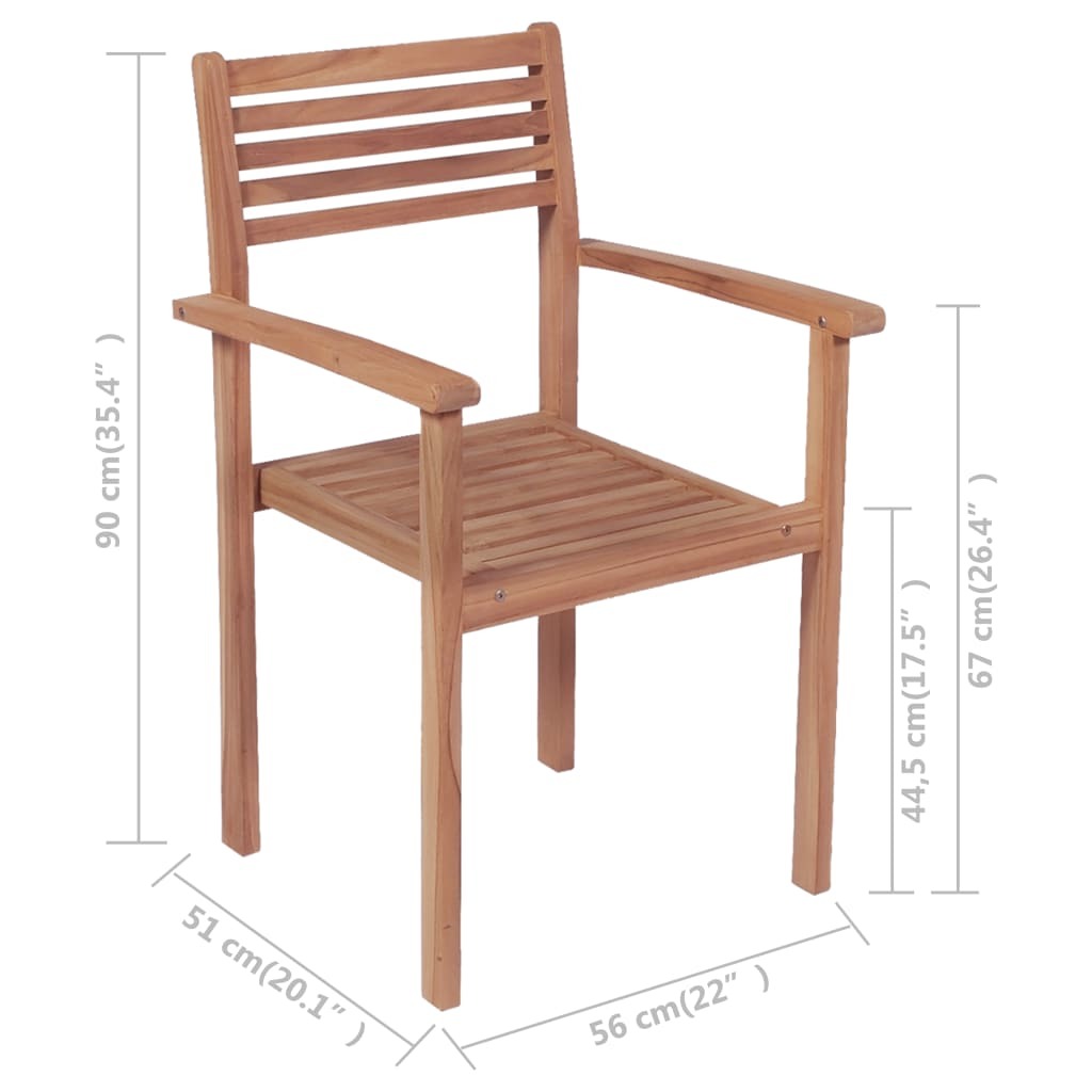 Stackable Patio Chairs 2 pcs Solid Teak Wood - WoodPoly.com