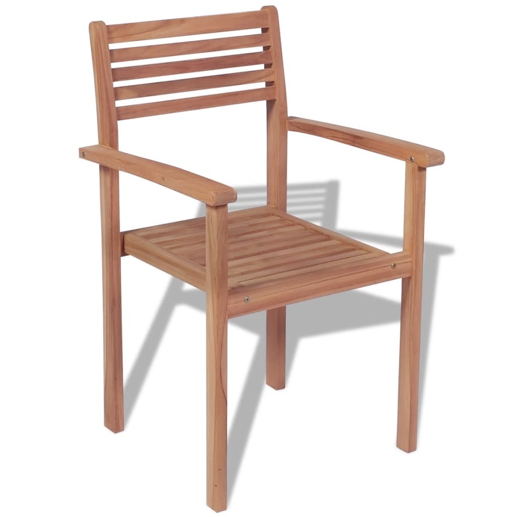Stackable Patio Chairs 2 pcs Solid Teak Wood - WoodPoly.com