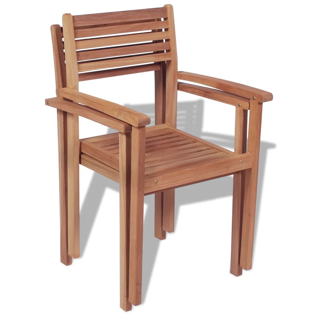 Stackable Patio Chairs 2 pcs Solid Teak Wood - WoodPoly.com