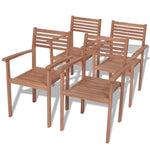 Stackable Patio Chairs 4 pcs Solid Teak Wood - WoodPoly.com