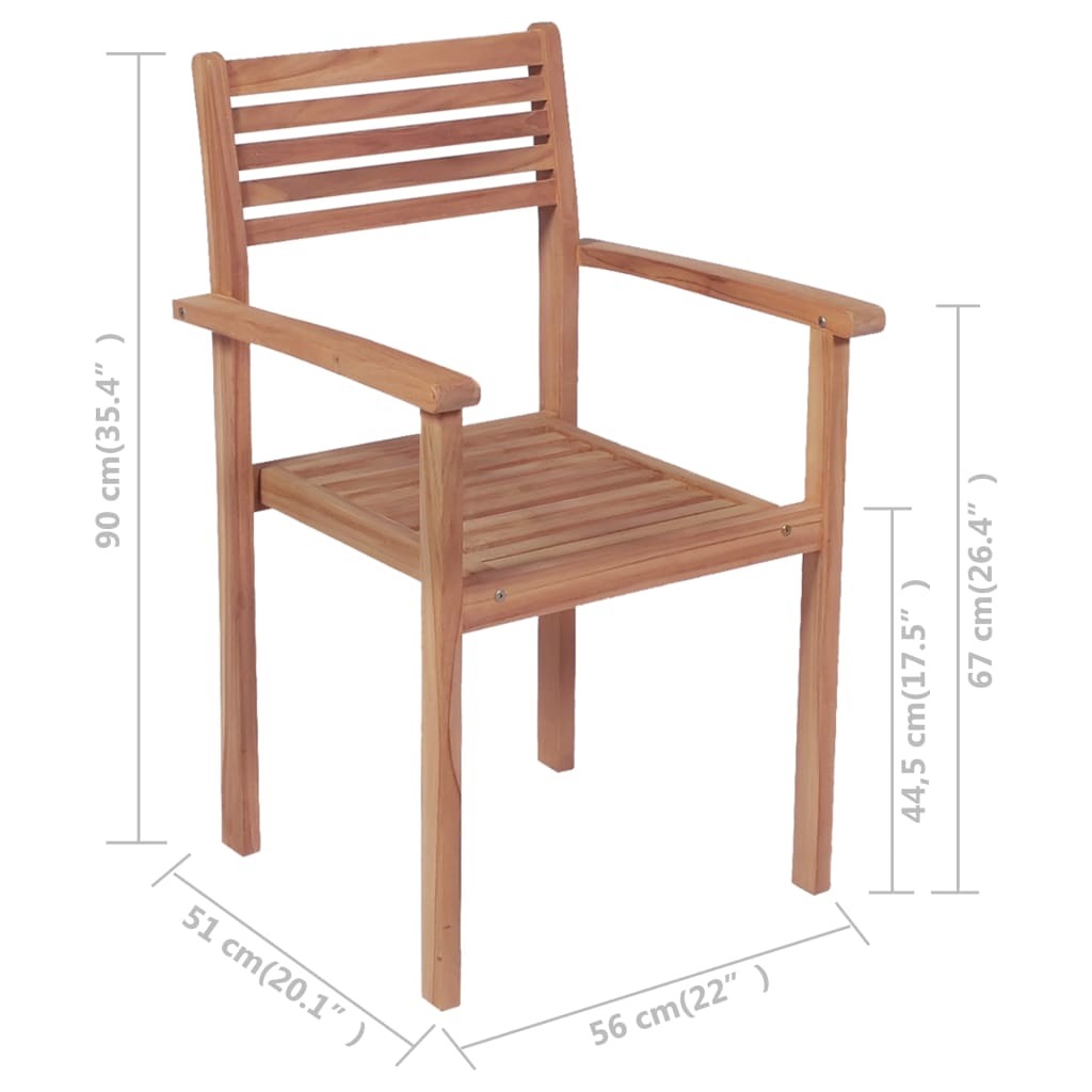Stackable Patio Chairs 4 pcs Solid Teak Wood - WoodPoly.com
