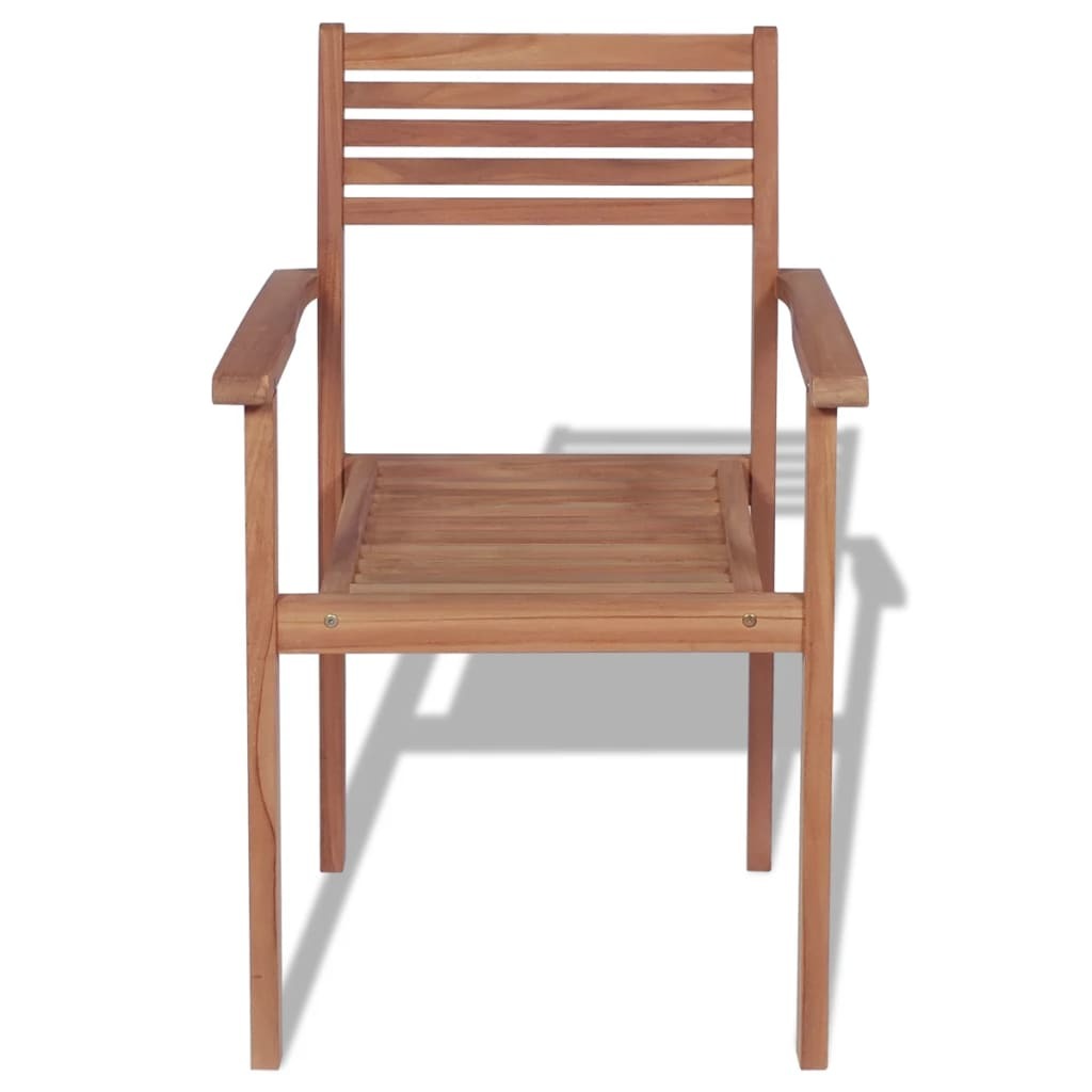 Stackable Patio Chairs 4 pcs Solid Teak Wood - WoodPoly.com