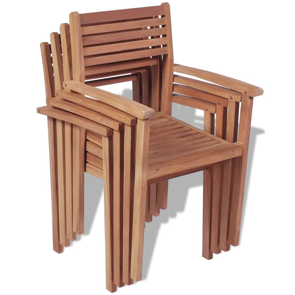 Stackable Patio Chairs 4 pcs Solid Teak Wood - WoodPoly.com
