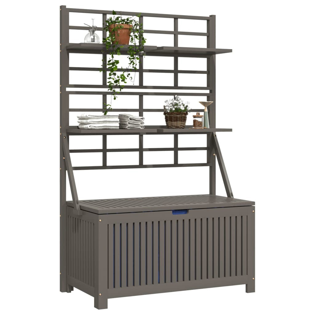 Storage Box with Trellis Gray 39"x19.7"x63" Solid Wood Acacia