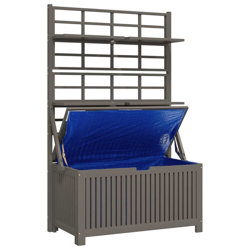 Storage Box with Trellis Gray 39"x19.7"x63" Solid Wood Acacia