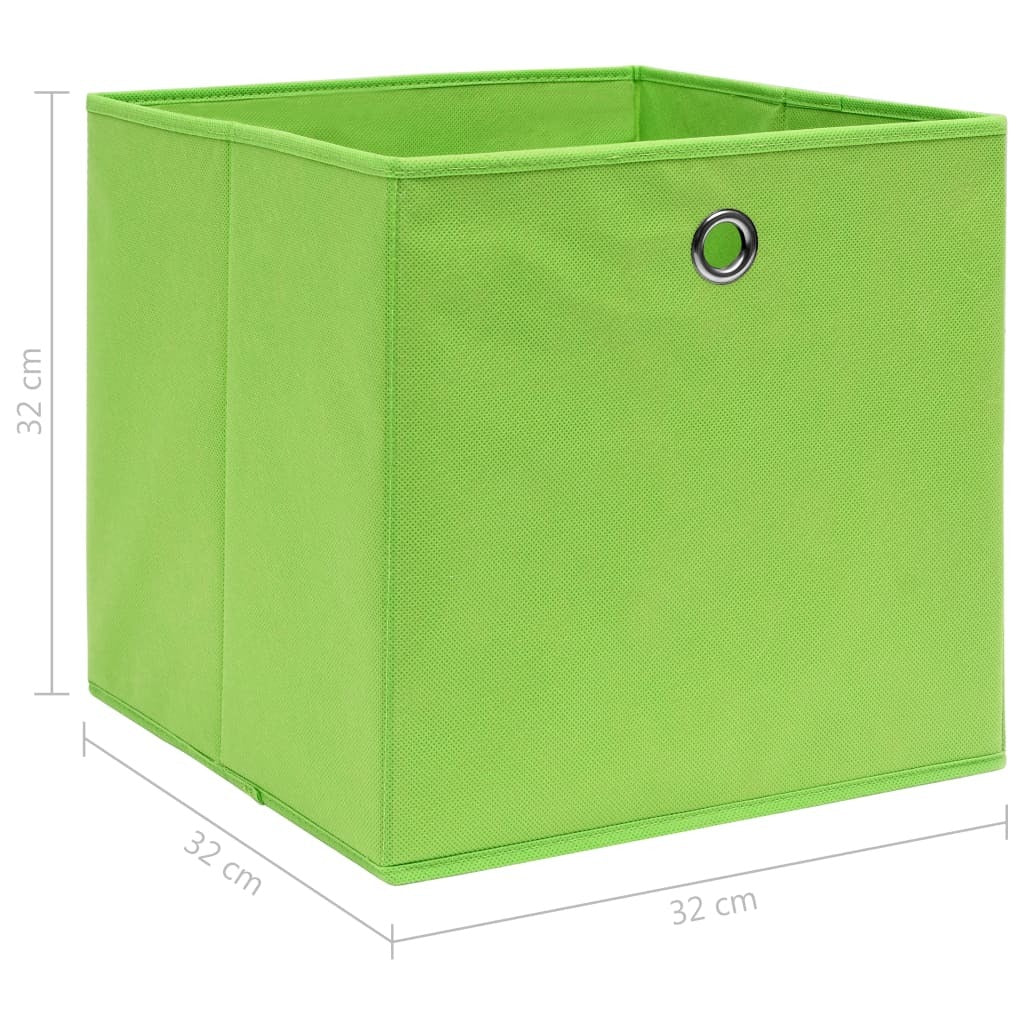 Storage Boxes 4 pcs Green 12.6"x12.6"x12.6" Fabric